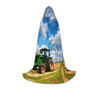 NImongt Tractor Under Blue Sky And White Clouds Print Teens Kids And Adults Hooded Cloak Wizard Gothic Robe Carnival Halloween Cosplay