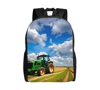 NImongt Tractor Under Blue Sky And White Clouds Print Waterproof Backpack Unisex Travel Work Outdoor Daypack Business Trips Daily Use