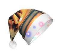NImongt Tropical Beach Palm Tree Print Unisex Adult Led Christmas Hat For Festive Party Supplies Seasonal Celebrations
