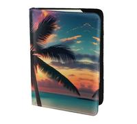 NImongt Tropical Beach Palm Tree Sunset Print Stylish Passport 5.5in Travel Document for Men Women Business Leisure Trips Wallet