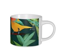 NImongt Tropical Birds and Plant Leaf Print Adults Large Capacity Ceramic Mugs Home Camping Gifting Outdoor Kitchen Wedding