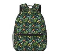 NImongt Tropical Birds Plant Leaf Print Casual Backpack Bag Travel Outdoor Activities Comfortable Everyday Hiking Cycling