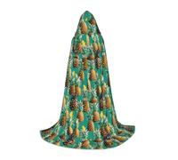 NImongt Tropical Pineapple Hawaiian Print Teens Kids And Adults Hooded Cloak Wizard Gothic Robe Carnival Halloween Cosplay