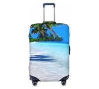 NImongt Tropical White Sand Beach and Ocean Print Suitcase Cover Universal Elastic Luggage Accessory Holiday Beach Business Travel