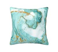 NImongt Turquoise Gold Marble Print Practical Throw Pillow Covers Decor All-Season Square Pillowcases Bed Living Room