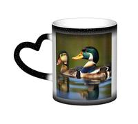 NImongt Two Mallard Ducks Print Starry Sky Color Changing Mug Home Office Cafe Gift Ceramic Coffee Mugs Birthday