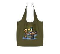 NImongt Two Mallard Ducks Print Women Men Foldable Reusable Shopping Lightweight Tote Bag Weekend Travel Gym Beach