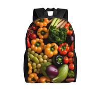 NImongt Variety Fresh Vegetables Fruits Print Waterproof Backpack Unisex Travel Work Outdoor Daypack Business Trips Daily Use