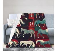 NImongt Various Kinds Of Horses Print Breathable Flannel Blanket Lightweight Skin Friendly Conditioning Blanket For Bed
