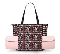 NImongt Various Kinds of Horses Print Women Yoga Bag One Shoulder Tote Lightweight Travel Workout Casual Shopping
