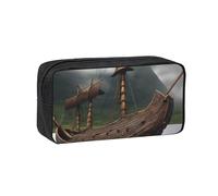 NImongt Vikings Boat Print Unisex Pen Case Large-Capacity Stationery Accessory Office Travel Organizer Pouch