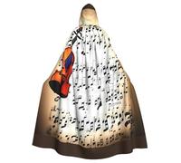 NImongt Violin Sheet Music Print Halloween Hooded Comfortable Cloak Adult Fulllength For Medieval Cosplay Costumes