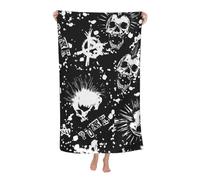 NImongt White Punk Skull Print Summer Needs Oversized Adult Beach Towel 32 x 52 in Soft Quick Dry Lightweight