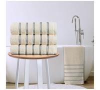 NIMORA Bromley Stripe 100% Cotton Towel Set - 3 Pack Hand Towels or Bath Sheets | Soft, Absorbent & Quick-Dry Bathroom Towels (Bone, 3 x Hand towel)