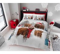 NIMORA Elf Santa Gamer Christmas Duvet Cover Set - Festive Bedding with Pillowcases, Warm Microfibre Quilt Cover (herbie The Highland Cow, Single)