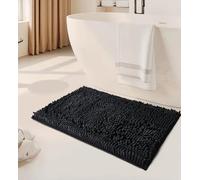 NIMORA Luxury Jumbo Loop Non Slip Bath Mat - Quick Dry Water Absorbent Bathroom Rug | Machine Washable Shower Mat with Anti-Slip Backing - Soft Cotton Blend Mat for Bathroom Floor (Black)