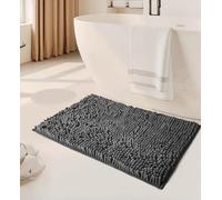 NIMORA Luxury Jumbo Loop Non Slip Bath Mat - Quick Dry Water Absorbent Bathroom Rug | Machine Washable Shower Mat with Anti-Slip Backing - Soft Cotton Blend Mat for Bathroom Floor (Charcoal)