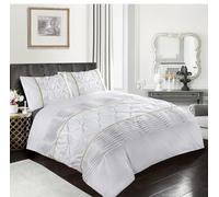 NIMORA Luxury Polycotton Duvet Cover Set - Eleanor Printed Bedding Set with Pillowcases | Soft & Durable Quilt Cover in Elegant Design (White, Super King)