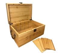 Nimpro Bamboo Garden Seed Storage Organizer Box, Wooden Seed Box with Removable Dividers, Metal Handle and Latch, Seed Keeper Organizer for Garden Seed Packets and Storage (10.59 x 7 x 5.12 in)
