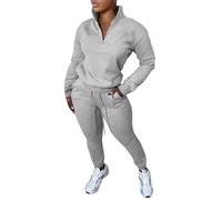 Nimsruc 2 Piece Outfits for Women Casual Pullover Sweatsuits Tracksuits, Grey, X-Large