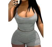 Nimsruc 2 Piece Outfits for Women Sexy Active Wear Matching Tracksuits, 8038 Grey, Medium