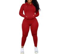 Nimsruc 2 Piece Outfits For Women Sweatsuits Sets Hooded Tracksuit Long Sleeve Pullover Jogger Sweat Pants Set, 9045-red, XL