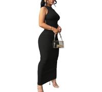 Nimsruc Women Summer Sexy Bodycon Maxi Dress Casual Long Dresses, 6732 Black, S