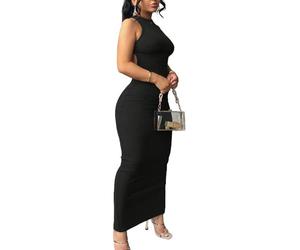 Nimsruc Women Summer Sexy Bodycon Maxi Dress Casual Long Dresses, 6732 Black, S