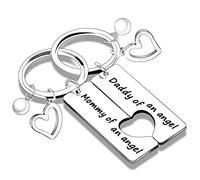 Nimteve 2PCs Loss Memorial Keyring Mommy & Daddy of an Angel Set Miscarriage Keepsake Memorial Gift for Men Women Sympathy Gifts (Mommy Daddy of an Angel Style2)