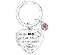 Nimteve Best Cat Mum Keyring Funny Cat Keyring Cat Gifts for Cat Lovers Gifts for Cat Mum Gifts Cat Ornaments for Cat Owner Gifts Crazy Cat Lady Gifts Mother's Day Gifts for Cat Mum Birthday Gifts