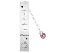 Nimteve Bunny Bookmark Gifts for Women - Just A Girl Who Loves Bunnies - Stainless Steel - 1 Piece