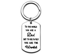 Nimteve Dad Gifts from Son Daughter Dad Keychain Father Keyring Key Tags for Daddy Papa Men Jewellery for Father's Day Birthday Gift (To Our Family You Are The World)