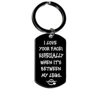 Nimteve Funny Boyfriend Keyring 'I Love Your Face! Especially When It’s Between My Legs' - Black Stainless Steel Key Chain - Men's Gift - Valentines Day, Birthday, Christmas