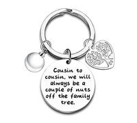 Nimteve Funny Cousin Gifts Keyring Inspirational Key Ring Gift for Cousin Birthday Christmas Graduation Thanksgiving Presents Cousin Best Friend Keychain Silver