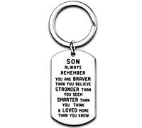 Nimteve Gifts for Son From Dad Mum Son Keyring Inspirational Gifts Son Always Remember You are Braver Stronger Smarter Christmas Birthday Son Gifts (Son Always Remember)