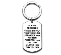Nimteve Inspirational Keyring Gifts For Best Friends Family Women Men Key Chains Key Tag Always Remember You are Braver Stronger Smarter Pendant Keychain Christmas Gifts (Always Remember)