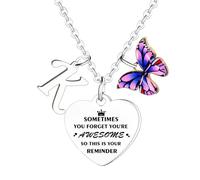 Nimteve Inspirational Necklace With Initial You Are Awesome Necklace Butterfly Charm A-Z Letter Necklace for Friends Birthday Gifts for Sister Daughter Granddaughter 26 Letters Alphabet Necklace