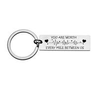 Nimteve Long Distance Relationship Gift for Boyfriend Girlfriend Couple Keychain You Are Worth Every Mile Between Us Keychain Anniversary Valentine's Day Gifts
