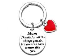 Nimteve Mum Keyring Mum Gifts From Son Daughter Mother's Day Gifts Birthday Gifts For Mum Key Ring Mum Jewellery Mother Presents Red Love Heart (Mum Thanks For All The Things)