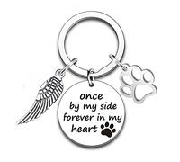 Nimteve Pet Memorial Keychain Pet Keyring Dog Gifts Keychain Dog Paw Loss of Pet Dog Cat Sympathy Gifts Once By My Side Forever In My Heart