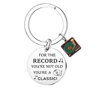 Nimteve Record Keychain Music Lover Gift for Men Record Gift for Dad Husband Record Keyring for Coworker Boss Fathers Day Valentines Day Gift