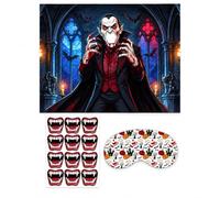 NIMVONA Halloween Pin The Game, Vampire Party Game With Mouth Pieces & Blindfold, Halloween Party Games For Classroom School Birthday Indoor Activity, Pack Of 1
