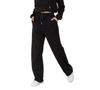 Nina Carter F023 Women's Jogging Bottoms with Elastic Waistband, High Waist, Flared Leg, Soft Fleece Lining, Comfortable Sweatpants, Sports Trousers, Casual Trousers, Black (F023-2), M