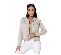 Nina Carter J212 Women's Slim Fit Denim Jacket - Colorful Transition Jacket with Collar and Pockets - Spring and Summer Stretch Jacket, Cream (J212-25), M