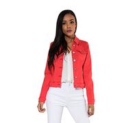 Nina Carter J212 Women's Slim Fit Denim Jacket - Coloured Transition Jacket with Kent Collar and Pockets - Spring and Summer Jacket Stretch Jacket, Red (J212-9N), S