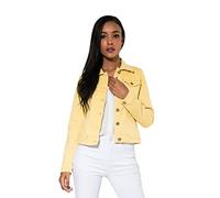 Nina Carter J212 Women's Slim Fit Denim Jacket - Coloured Transition Jacket with Kent Collar and Pockets - Spring and Summer Jacket Stretch Jacket, Yellow (J212-6N), M
