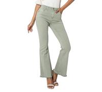 Nina Carter J230 Women's Jeans High Waist Slim Fit Bootcut Jeans with Frayed Leg Cuffs, Sage Green (J230-22), S