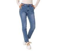 Nina Carter P216 Women's Mom Jeans High Waist Jeans Distressed Look Stretch Jeans, Blue (P216-5), S