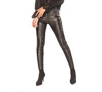 Nina Carter S513 Women's Skinny Fit Wetlook Jeans High Waist Leather Look Stretch Jeans Trousers Ankle Length 5-Pocket Style, Black (513-1), XS