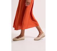 Womens Nina Faux Leather MaryJane Espadrille Flat Shoes Beige 5